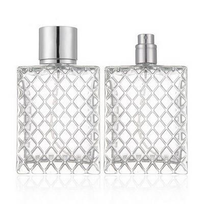 100ml Square Bottle Plaid Shape Glass Bottle Spray Bottle