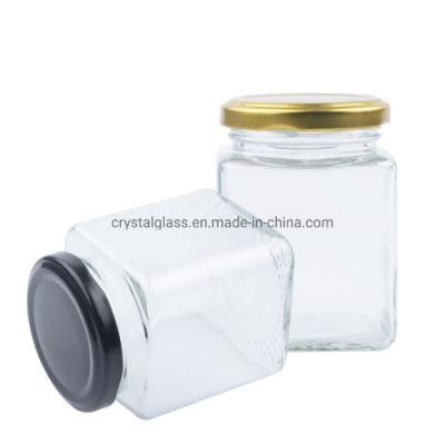 Clear Square Honey Packaging Container Jar 280ml Glass Jam Jar 9oz 500g