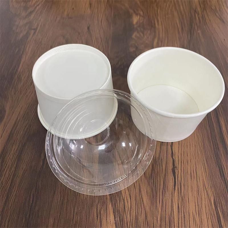 4oz 76*62*48mm White Waterproof Disposable Sundaes Ice Cream Paper Bowl with Dome Lid