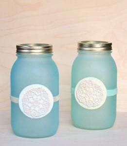 24oz Frosted Glass Mason Jar with Metal Lid