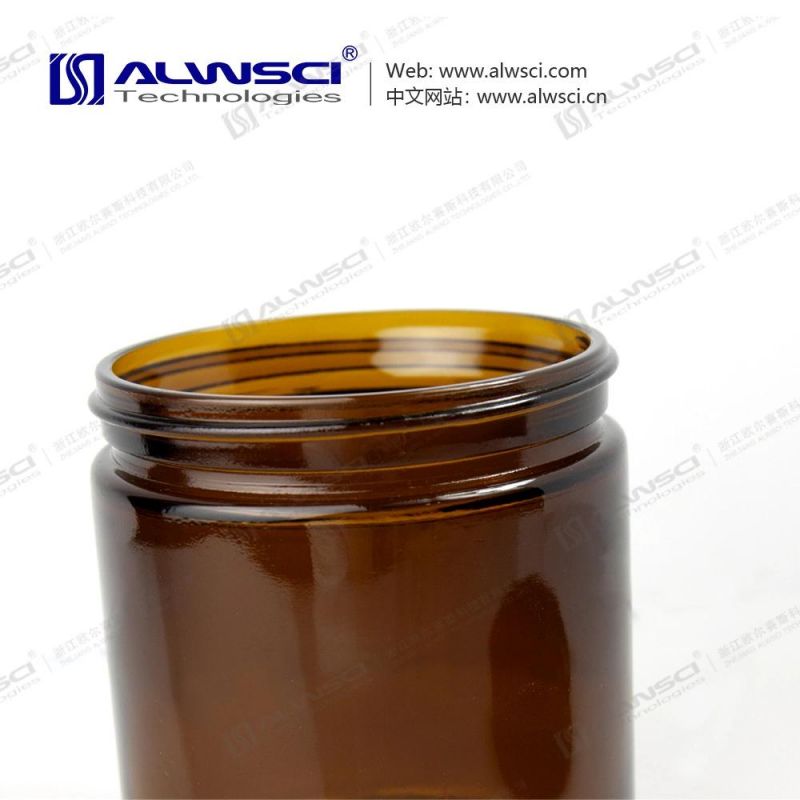 Alwsci 250ml Wide Mouth Amber Glass Soil Sampling Bottle with PP Cap and Septa