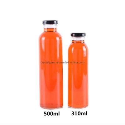 Round Glass Bottle for Fresh Beverage/Fruit Juice/ Milk 330ml 500ml with Twist off Lid