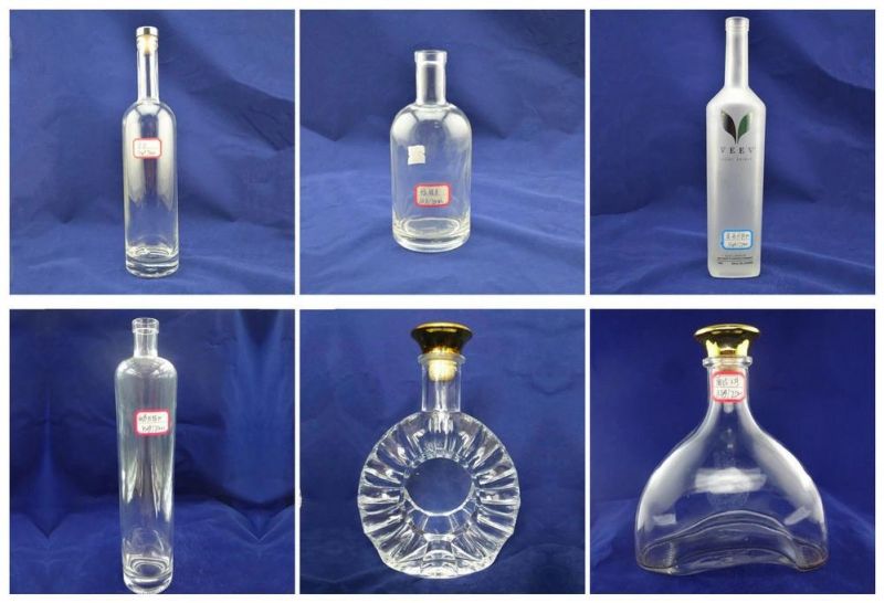 China Glass Bottles Factory Wholesale Custom Design 500ml 750ml Clear Empty Gin Whiskey Liquor Brandy Vodka Wine Glass Bottle