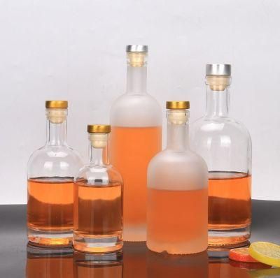 500ml 750ml Vodka Gin Whisky Win Liquor Glass Bottle with Wooden Polymer Stopper