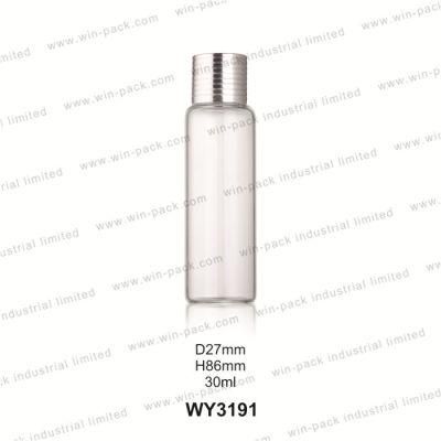 Transparent Tube Glass Bottles with Silver Cap and Stopper 15ml 20ml 25ml 30ml 35ml
