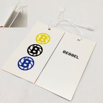 High Quality Custom Garment Accessories White Cardboard Printing 3m Hang Tag Brand Sticker Clothing Maker for Decoration