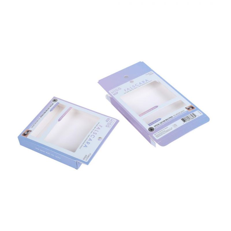 Custom Silver Paper with Background in White Ink Transparent PVC Clear Window Small Eyelash Paper Packaging