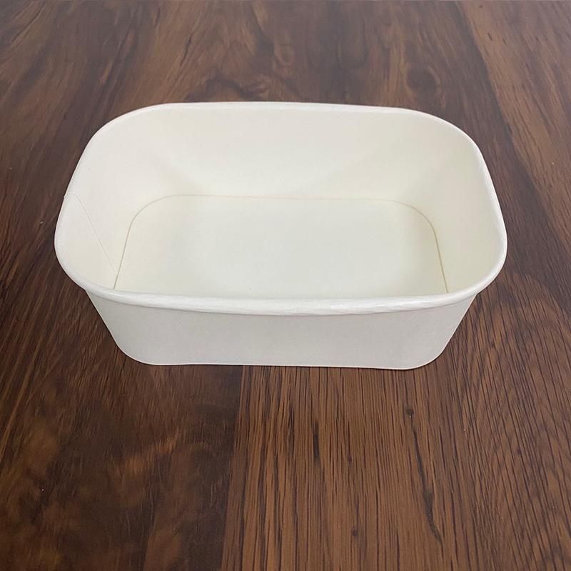 Large 1.4L White Rectan Paper Bowl Food Container Take Away for Poke