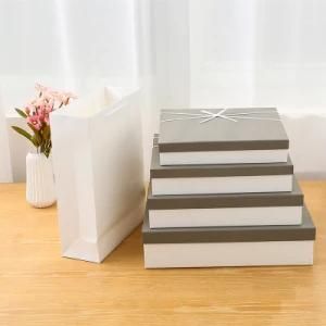 Spot Rectangular Gift Packaging Box Gray Heaven and Earth Cover Gift Box with Hand Gift Box Paper Box