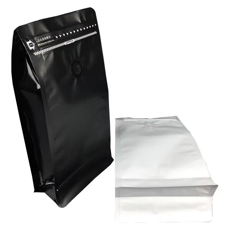 Flat Bottom Stand up Pouch Aluminum Foil Zip Lock Coffee Bag/ Matt Laminated Upright Food Plastic Bag