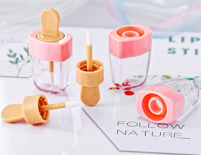 8ml Eco Friendly Plastic Cute Empty Lipstick Balm Lip Gloss Containers Tube with Brush Wand