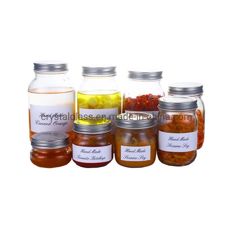 Wide Mouth Glass Mason Jar Honey Jam Salad Glass Jar 250ml 300ml 400ml 500ml