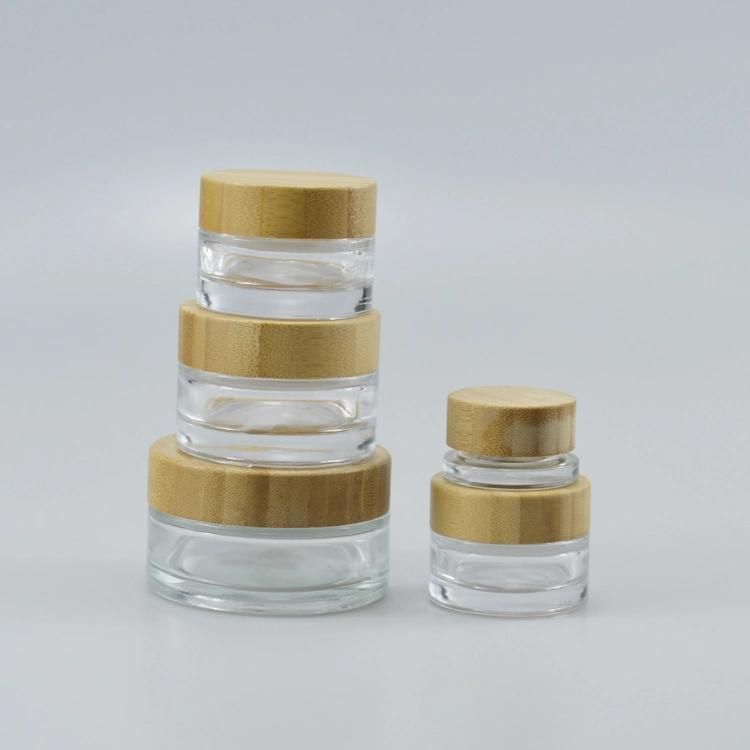 5g 10g 20g 30g 50g Cosmetic Bamboo Lid Glass Jar Face Cream Jar