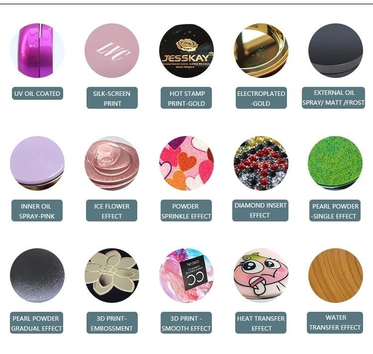 Elegant Round Black Customized Empty Silica Gel Air Cushion Box Bb Cushion Case with Silica Gel Sifter
