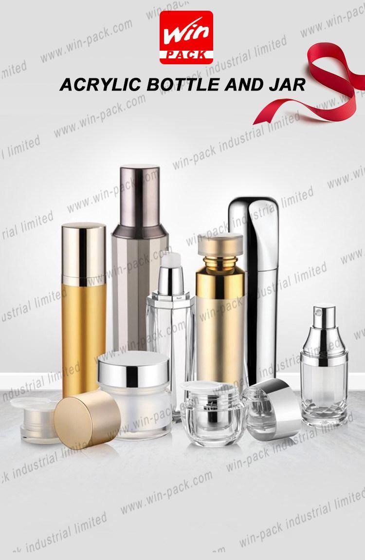 15g 30g 50g Empty Acrylic Cosmetic Packing Cream Jar Wholesale with Shiny Silver Aluminum Cap