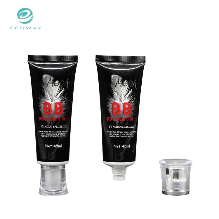 45ml White Tube Body, Black Offset Printing Acrylic Silver Plated Doctor Cap Screw Cap Bb and Cc Cream Cosmetic Tube