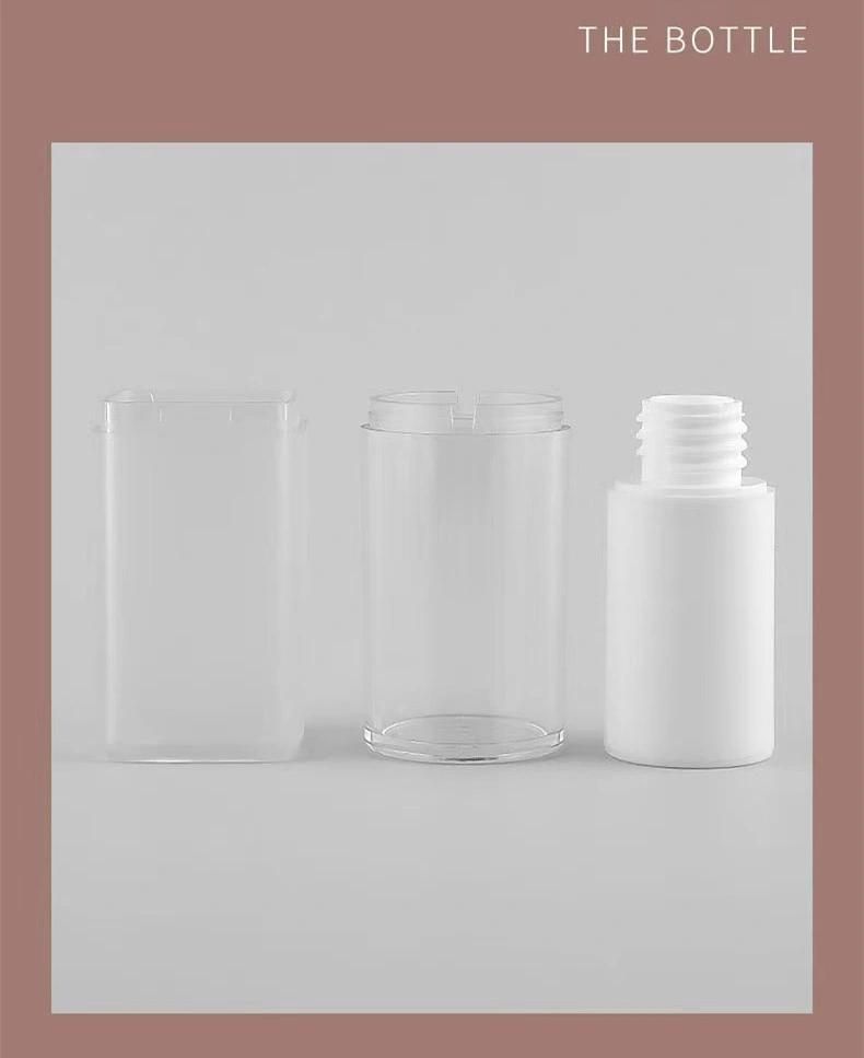 Luxury Foundation Cosmetic Colour Airless Twist Top Transparent Cosmetic Plastic Opaque Airless Bottle with Pump Low MOQ