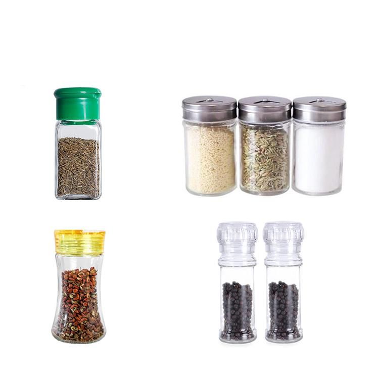 Seasoning Glass Bottle 120ml 4oz Square Pepper Salt Glass Bottle Glass Shaker with Metal Lid