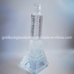 Custom Design Engraving Tower Shaped 500ml 700ml Spray Colors Translucent Glass Bottle