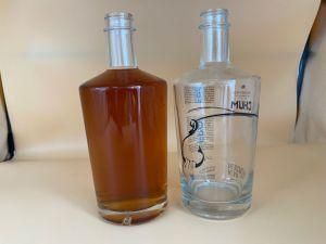 Empty Clear Crystal Vodka Whisky Wine Spirit Glass Bottle for Liquor Custom Logo Round Shape750ml Glass Liquor Bottles Wholesale
