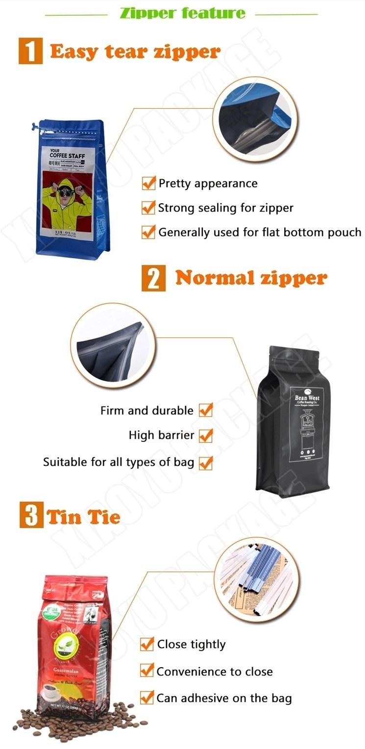 Flat Bottom Side Gusset Aluminium Foil Bag for Coffee Packaging