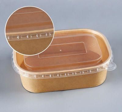 Disposable Microwavable Fruit Salad Lunch Fast Food Container Kraft Paper Rectangular Packaging Bento Food Box