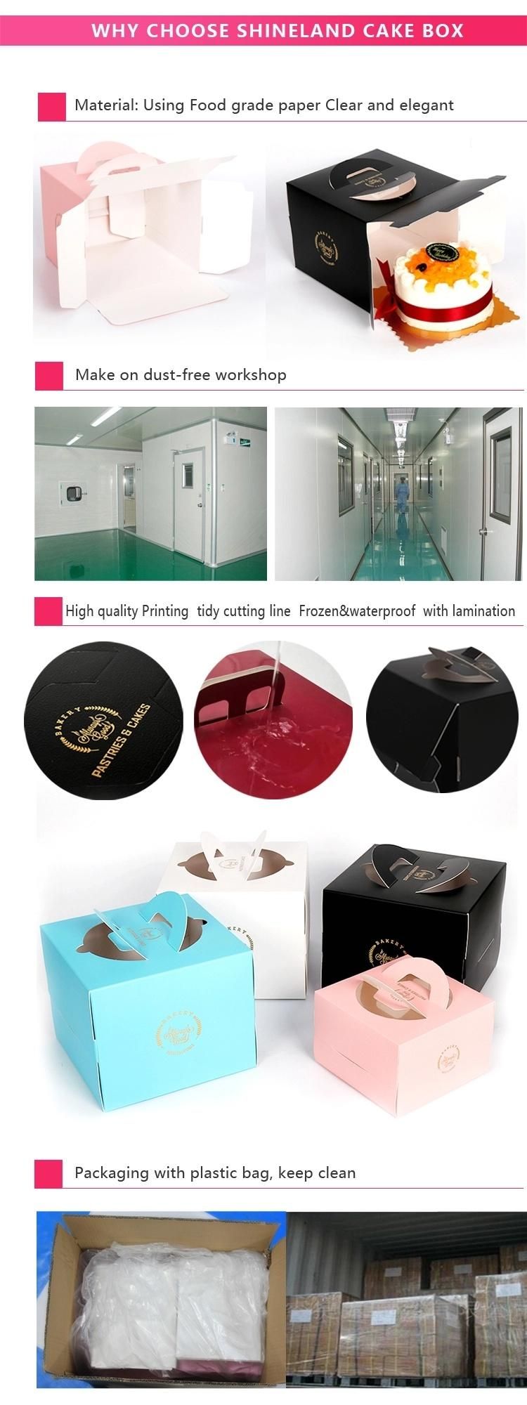 Wholesale Large Transparent Windows Birthday Cupcake Packaging Paper Cake Box with Handle