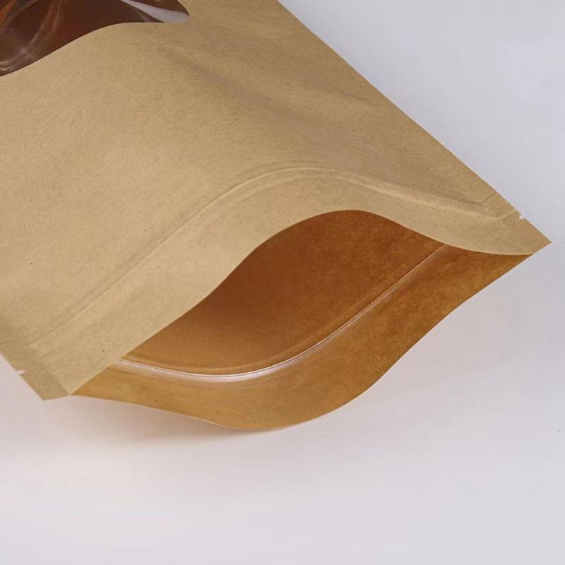 Kraft Zipper Paper Stand up Bag with Oral See-Through Clear Window