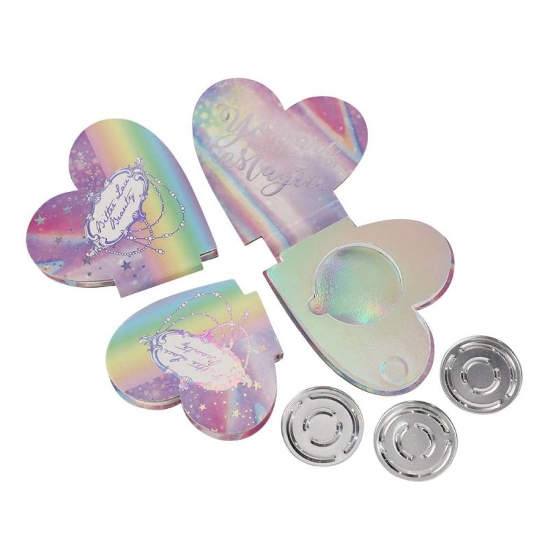 Firstsail Holographic Heart Shaped Single Pan Private Label High Pigment Empty Magnetic Eyeshadow Palette