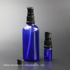 Blue Glass Dropper Bottle with Black Lotion Pump, Essential Oil Bottle (NBG03C)