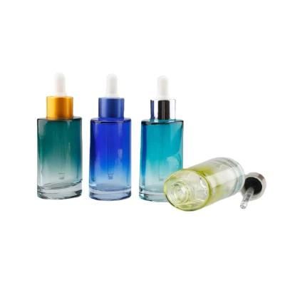 Colorful Luxury Square Cosmetic Serum Bottles 50ml Empty Customized UV Clear Glass Oil Serum Bottle