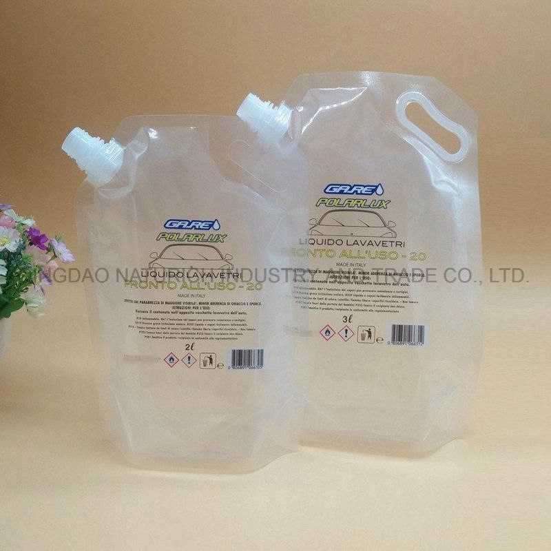 Stand up Packaging Handle Liquid Refill Bags with Spout for Windshield Washer Fluid