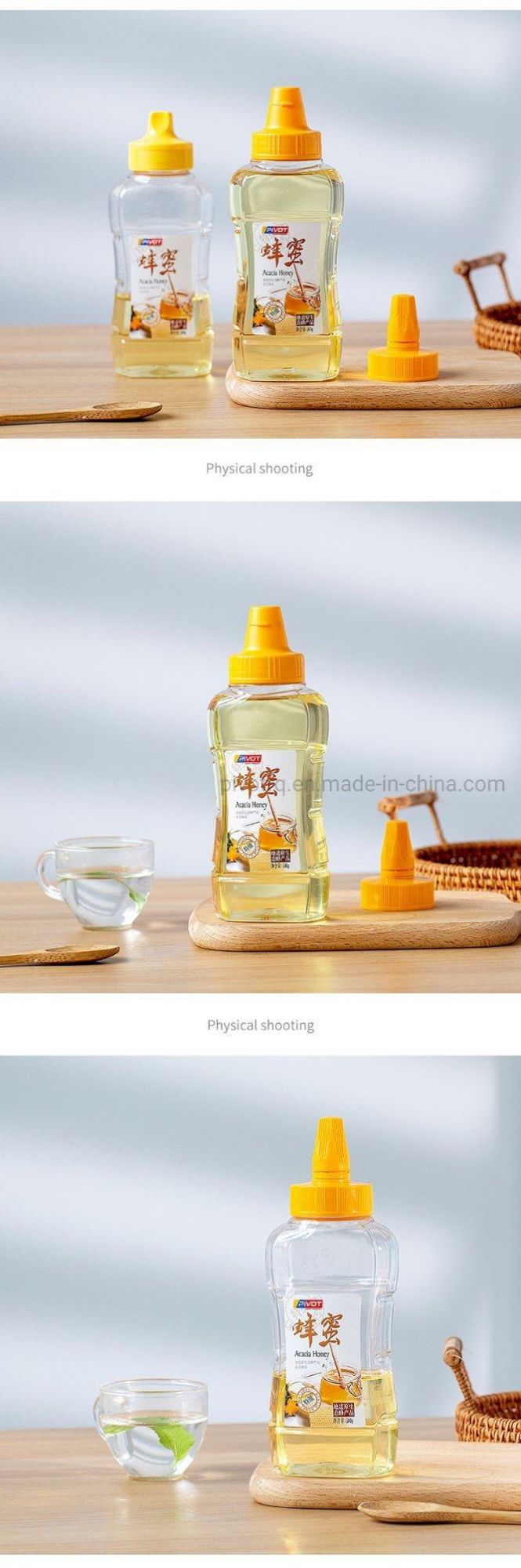 800g Plastic Squeeze Honey Bottle with 45mm Caps for Honey Packing