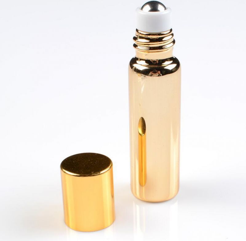 Top Hot 5ml Electroplated Golden and Silver Roll on Glass Perfume Bottles Refillable Bottle Essential Oils Roll-on Glass Bottle