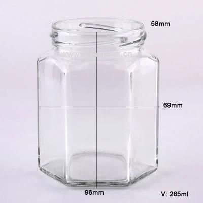 285ml 405ml Fitting Metal Lug Cap Hexagonal Jar