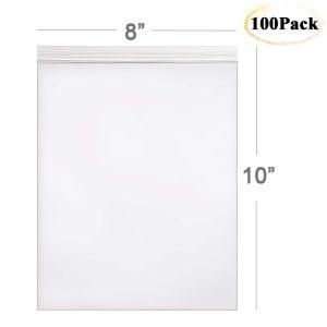 8X10&quot; Poly Self Sealing Resealable Zipper Bag, Clear Reclosable Plastic Bags, 2 Mil (100)