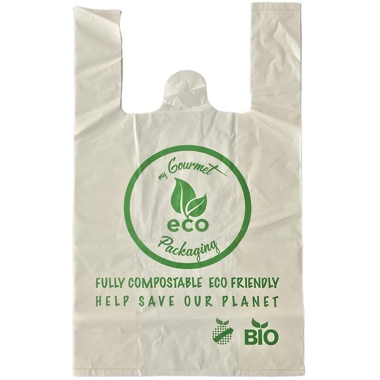 PLA Pbat Cornstarch HDPE LDPE Polyethylene Biodegradable Compost Plastic Custom Printing Recycled Materials Vest Supermarket Packaging Shopping T-Shirt Bags