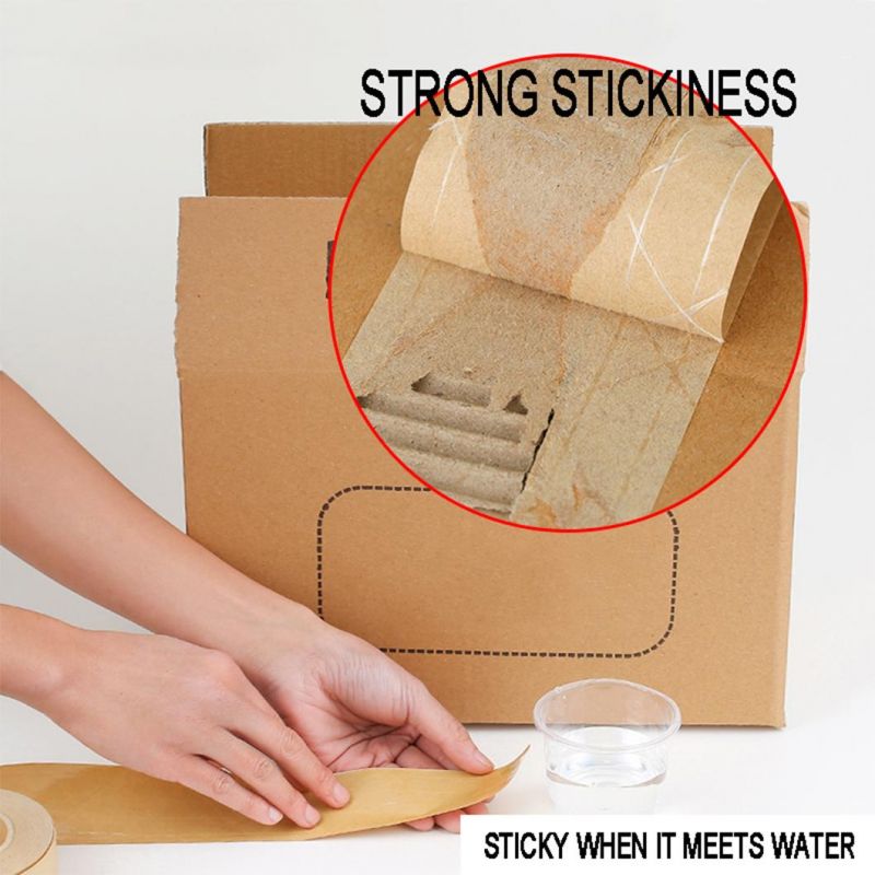 Printed Brown Kraft Paper Water Self Activated Tape for Packing Station