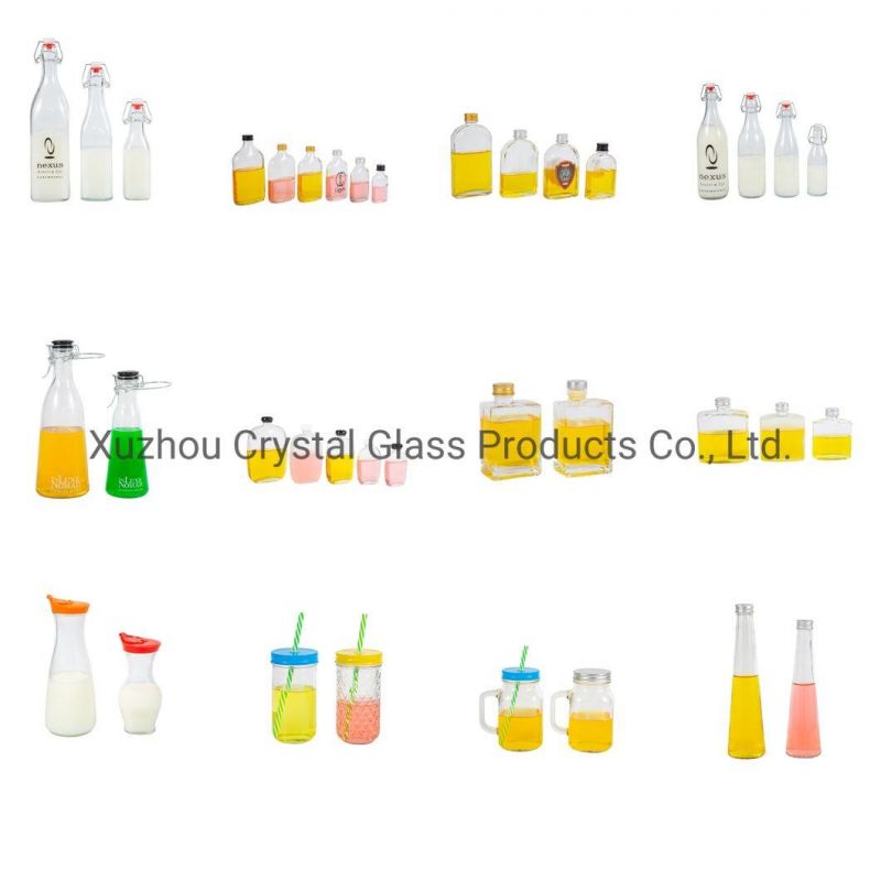 Hexagonal 350ml Glass Juice Beverage Bottles with Cork and Aluminum Screw Lid