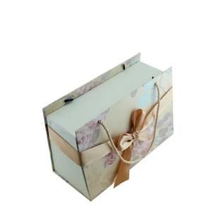 Silk Clothing Paper Box with Printed Bow and Satin Ribbon Embellishment Packaging Box