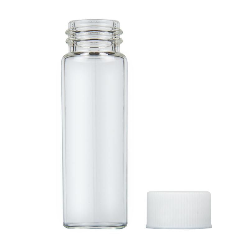 Rofessional Custom Made High Quality Clear Glass Sample Tube Screw Vial Bottle with Black Plastic Lids