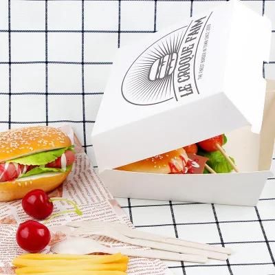 Compostable Food Grade White Carboard Food Packaging Hamburger and Chips Box