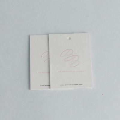1mm 1000GSM Thick Paper Pink Logo Debossed 4*4cm Hangtag