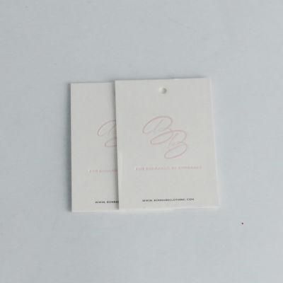 1mm 1000GSM Thick Paper Pink Logo Debossed 4*4cm Hangtag