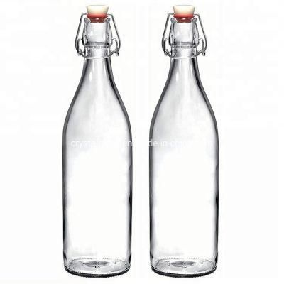 1L Customize Printing Glass Bottle for Wine Beer Packing with Clip Cap