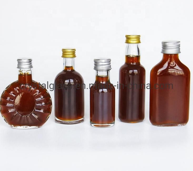 50ml 100ml Long Neck Small Glass Wine Bottle with Aluminum Cap Liquor Bottle