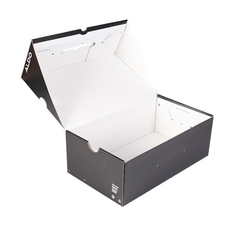 Custom Cheap Shoes Black Packaging Corrugated Box Paper Folding Box