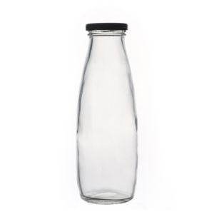 Glass Bottle Manufacturer High Quality Empty Round Drinking 500ml 750ml Milk Glass Bottles with Cap for Sale