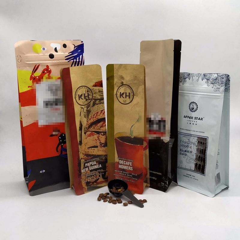 Wholesale Cheap Block Bottom 250g 500g 1000g 1kg Custom Kraft Paper Coffee Packaging Bags with Valve