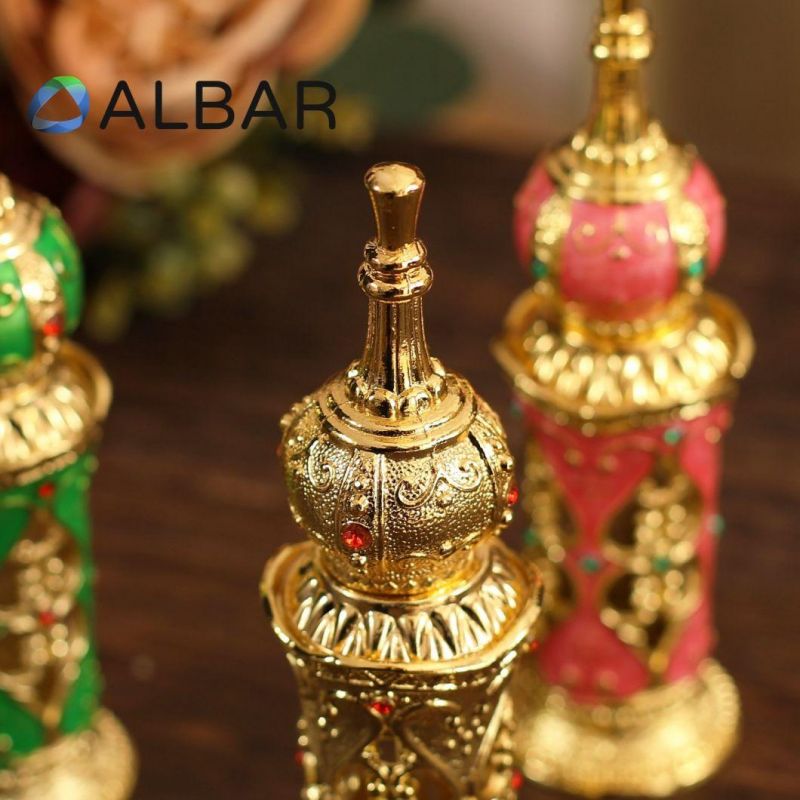 Slim Fragrance Tube Screw Caps Perfume Bottles in Colorful Designs and Gold Color